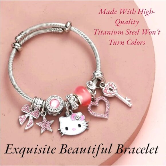 New Arrival!! HELLO KITTY Women's Pandora Adjustable Charm Bracelet - Picture 7 of 8